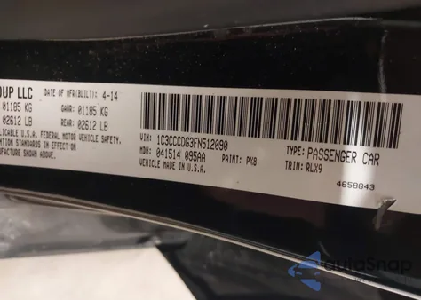 2015 Chrysler 200 S z USA, uszkodzony, nr VIN 1C3CCCDG3FN512090